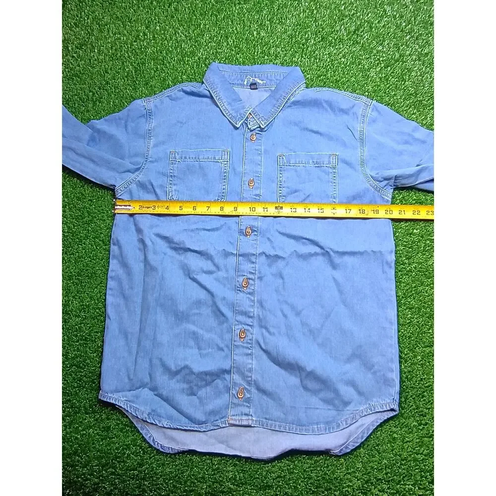 Art Class Kids' Light Blue Denim Button-Up Shirt NWT XXL